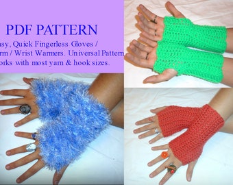 Crochet Pattern Easy Simple Crocheted Fingerless Gloves / Wrist Warmers PDF PATTERN ONLY Beginner/Intermediate Crochet The Olde Crow Cottage