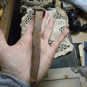 Antique Huge rusty railroad nail spike. FestiveEtsyFinds image 7