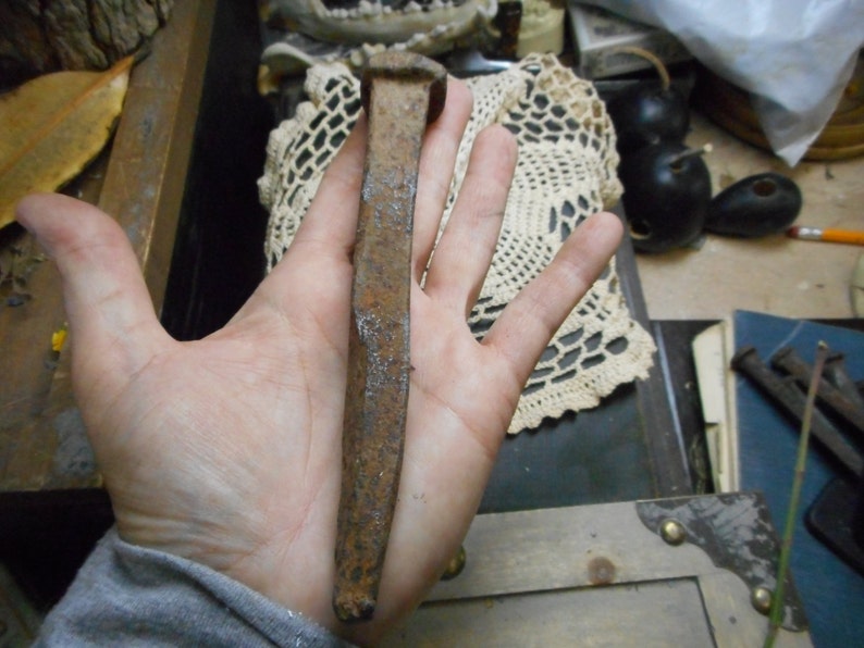 Antique Huge rusty railroad nail spike. FestiveEtsyFinds image 7