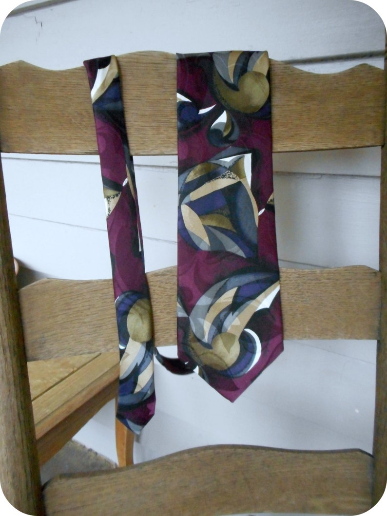 Vintage Men's 100% Silk Men's Neck Tie CHEZ ROFFE New York Geometric ...