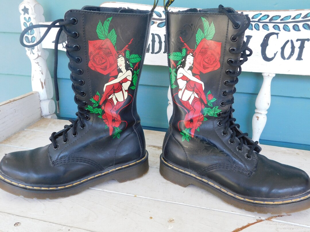 Doc Martens boots Made in England vintage floral 90s fabric