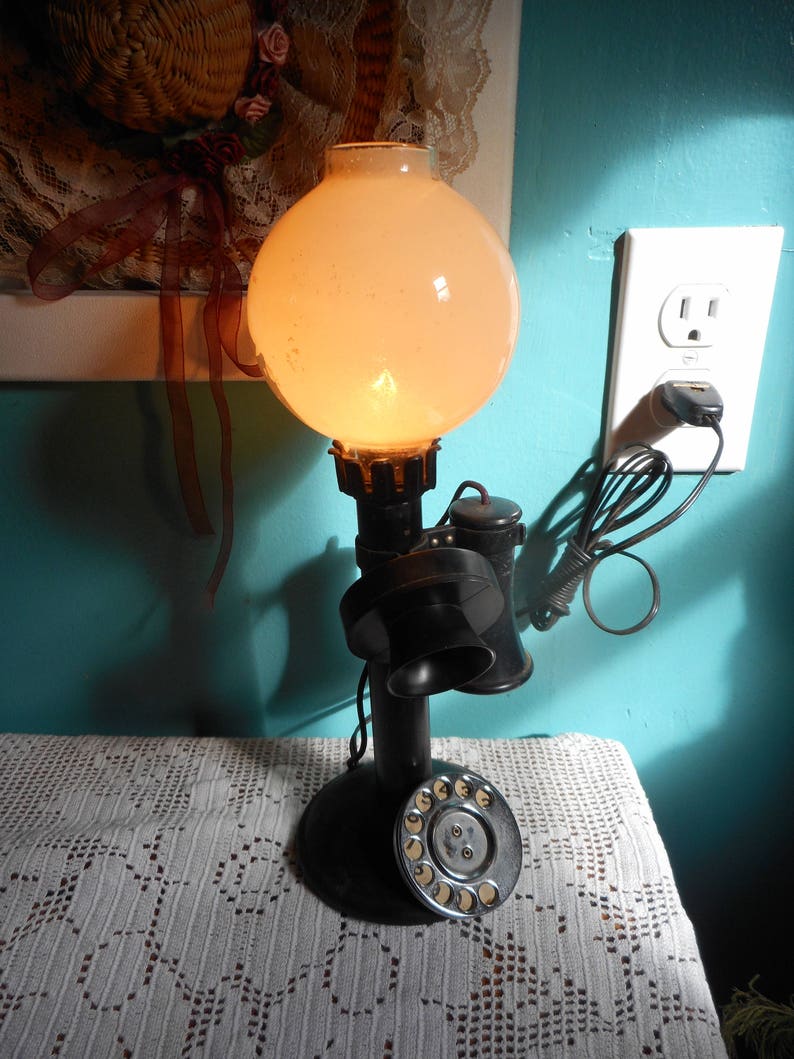 Antique Illuminated Globe Top Rotary Dial Telephone Lamp. Etsy