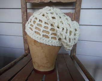 Ivory dread lock cap Open Weave Crochet Rasta Slouchy Head hair Braid Cap Hat Handmade Crochet homespun rustic folk islander tropical ethnic