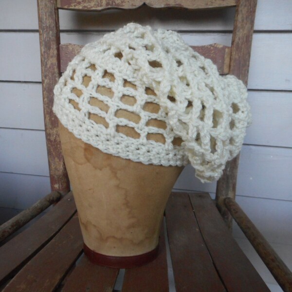 Ivory dread lock cap Open Weave Crochet Rasta Slouchy Head hair Braid Cap Hat Handmade Crochet homespun rustic folk islander tropical ethnic