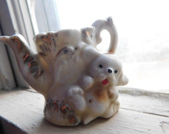 Vintage Ceramic Planter Bud Vase Teapot with puppy dog  #FestiveEtsyFinds