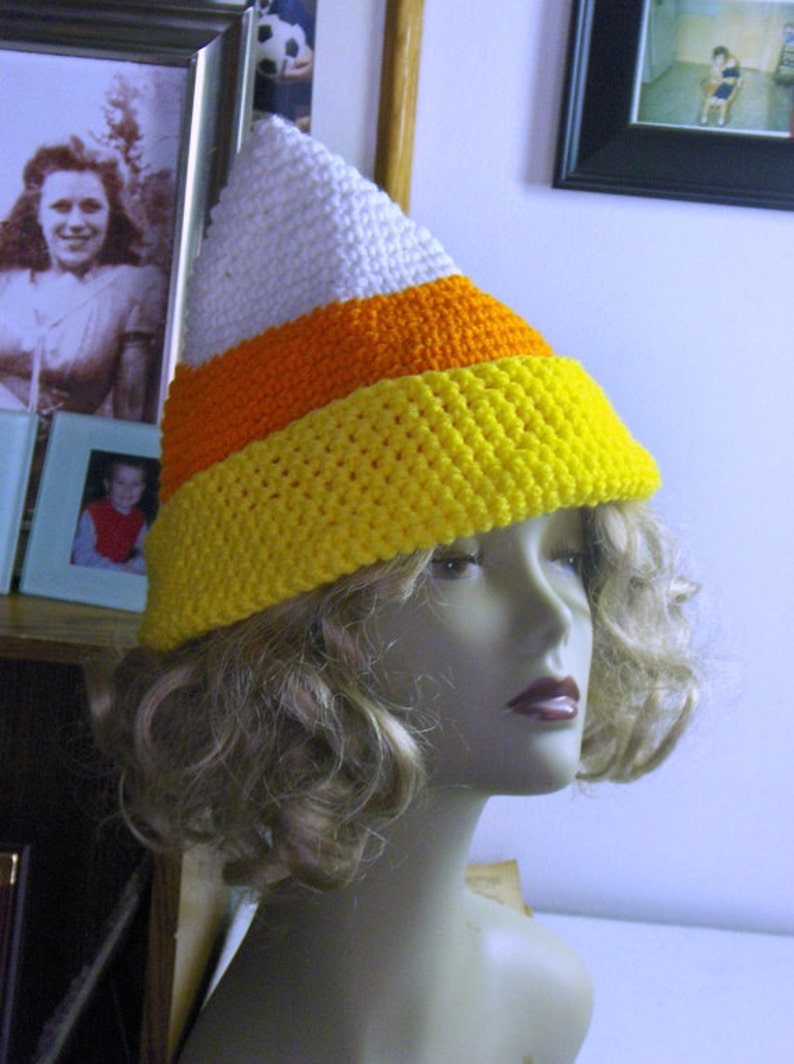 Candy Corn Crocheted Adult Sized Halloween Hat Made to Order. - Etsy