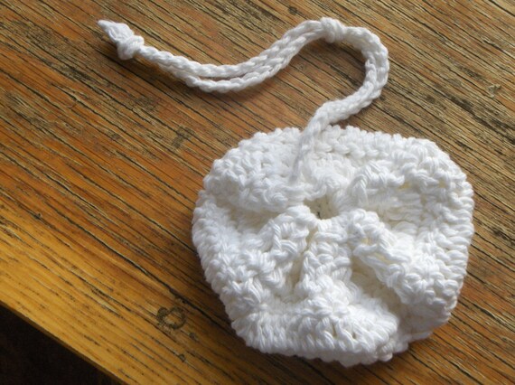 100 percent cotton crocheted soap pouch -  better than soap on a rope, its a scrubby pouch on a rope for your soap  #FestiveEtsyFinds