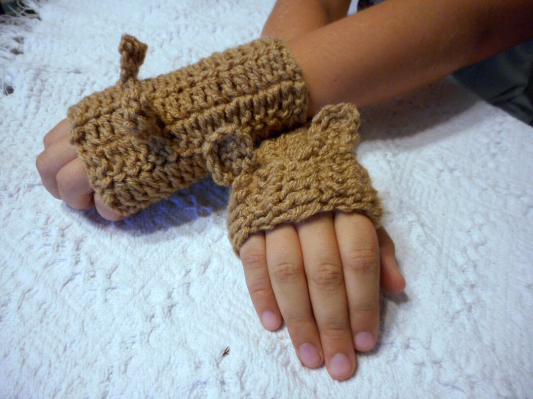 Teddy Bear Gloves. Handmade Children's Brown Bear Ear Etsy