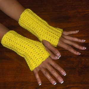 The Summer Sunshine Fingerless Texting Gloves. Crochet Gloves Bright Sunny Yellow. Handmade  Arm Warmers, Fingerless Mittens. Victorian