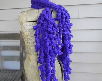 Concord Grapes Scarf. Amethyst Chunky Boho ooak Unique Purple Grave Vine Vineyard Scarf Handmade Crochet Bohemian statement fashion scarf