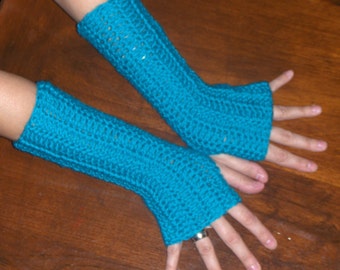 Turquoise arm warmers Texting Fingerless Crochet Gloves Turquoise Handmade Crochet Arm Warmers Hand Warmers Fingerless Mittens Unisex Gloves