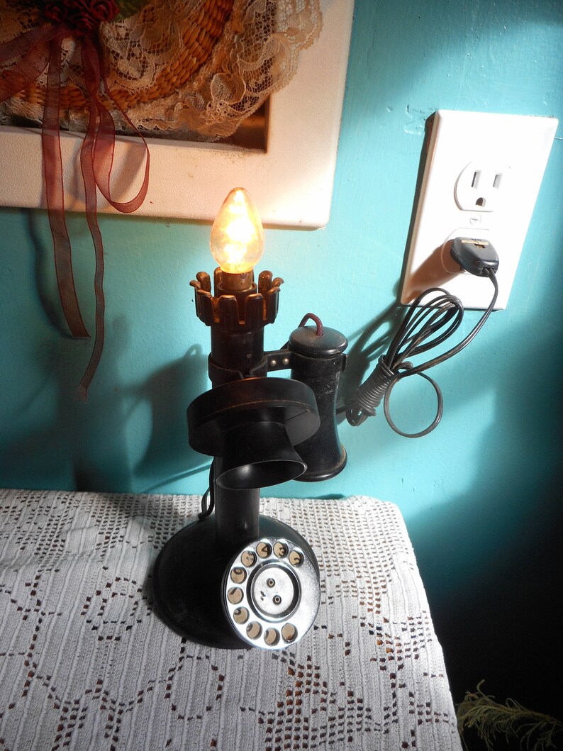 Antique Illuminated Globe Top Rotary Dial Telephone Lamp. Etsy