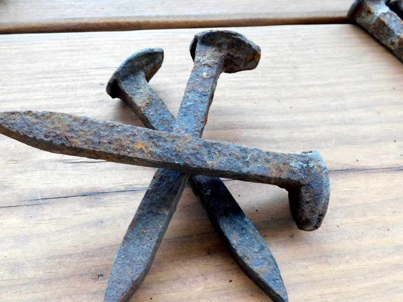 Antique Huge rusty railroad nail spike. FestiveEtsyFinds image 2