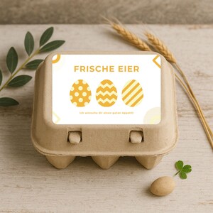 10x Labels for 6-pack Egg Carton Template Set – Yellow Labels for Fresh Eggs | DIY Print Template for Farm Shops, Chicken Keepers, Gift Ideas
