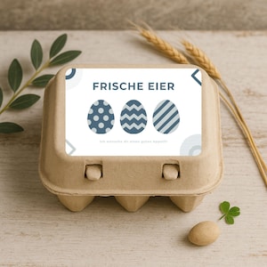10x Labels for 6-pack Egg Carton Template Set – Blue Labels for Fresh Eggs | DIY Print Template for Farm Shops, Chicken Keepers, Gift Ideas