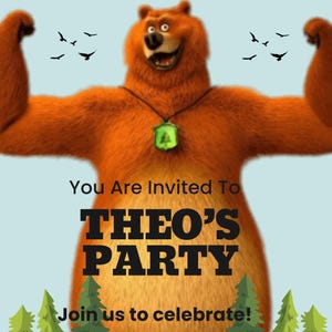 Grizzy and the Lemmings Birthday Party Invite