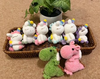 Crochet Dragon or Unicorn Keychain: Handmade Amigurumi Bag Charm