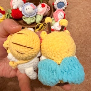 Handmade Crochet Kitty Keychain Collection – Ice Cream, Strawberry, Flower Pot & Animal Head Costumes image 7