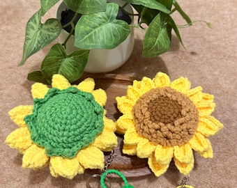 Handmade Crochet Sunflower Keychain or Bag Charm – Cute Floral Accessory