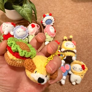 Handmade Crochet Kitty Keychain Collection – Ice Cream, Strawberry, Flower Pot & Animal Head Costumes image 11