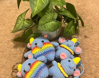 Llavero de elefante de ganchillo - Elefante de peluche amigurumi