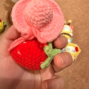 Handmade Crochet Kitty Keychain Collection – Ice Cream, Strawberry, Flower Pot & Animal Head Costumes image 3