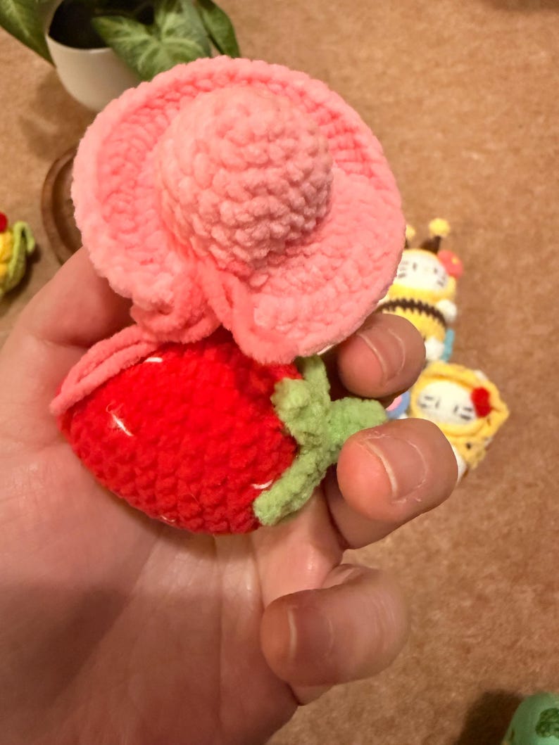 Handmade Crochet Kitty Keychain Collection – Ice Cream, Strawberry, Flower Pot & Animal Head Costumes image 3