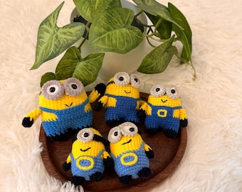Handmade Crochet yellow minion Keychain – Yellow Amigurumi Bag Charm Gift