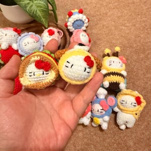 Handmade Crochet Kitty Keychain Collection – Ice Cream, Strawberry, Flower Pot & Animal Head Costumes image 10