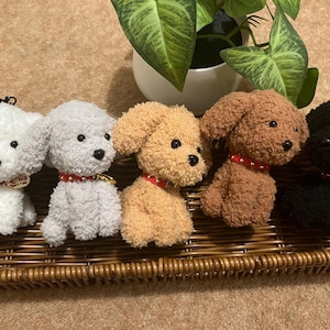 Crochet Teddy Puppy: Handmade Plush Poodle Desk Pet with Tag Collar
