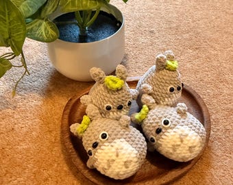 Handmade Crochet Totoro Keychain - fluffy yarn version