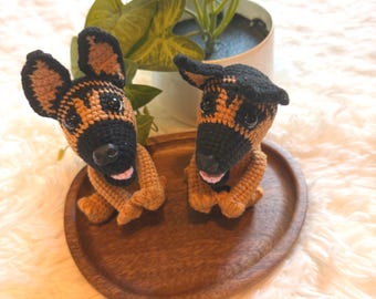 Perro pastor alemán de ganchillo - Cachorro amigurumi hecho a mano