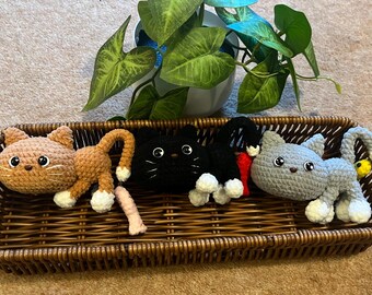 Handmade Crochet Fishing Cat Keychain