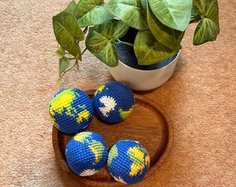 Crochet Earth Keychain: Handmade Amigurumi Globe - Earth Day Gift