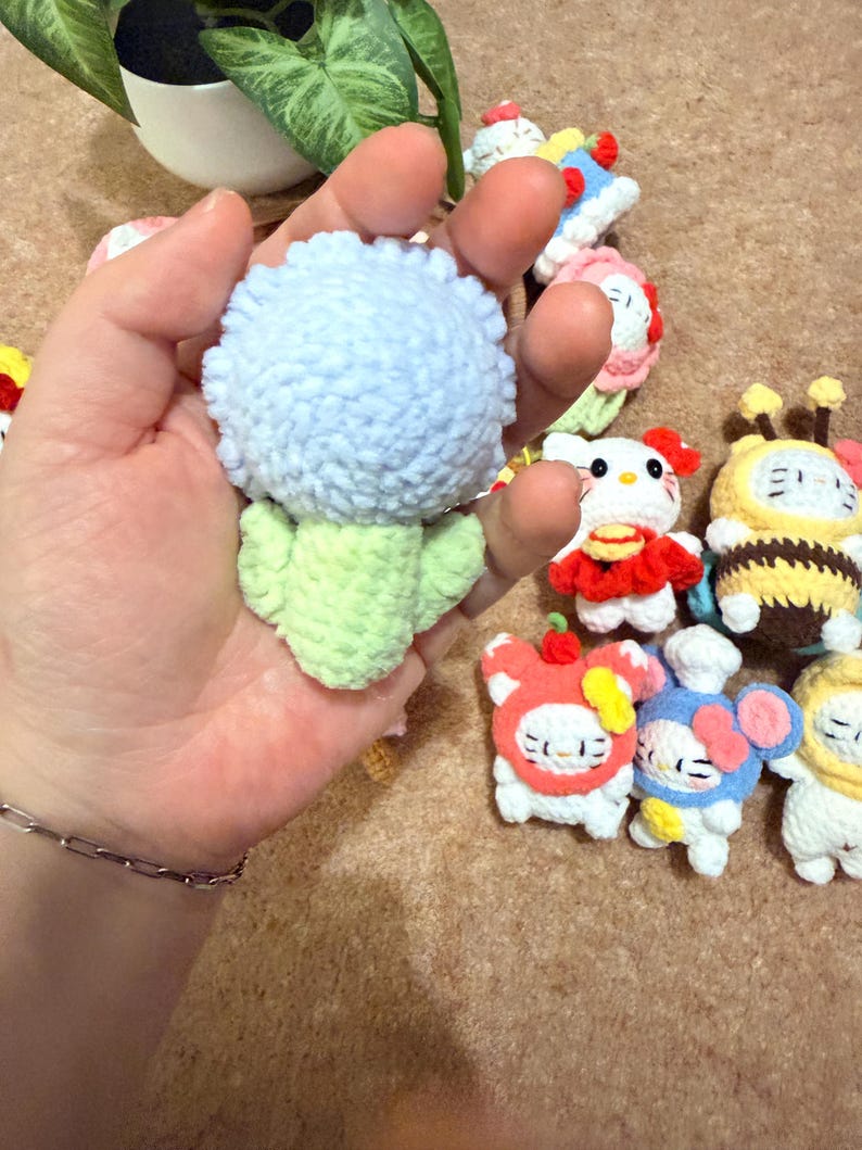 Handmade Crochet Kitty Keychain Collection – Ice Cream, Strawberry, Flower Pot & Animal Head Costumes image 18