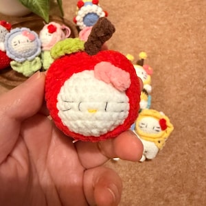 Handmade Crochet Kitty Keychain Collection – Ice Cream, Strawberry, Flower Pot & Animal Head Costumes image 4