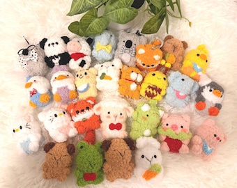 Fluffy Animal Plush Keychains | Kawaii Crochet Friends | Handmade Amigurumi Gift Set | Mixed Animals Collection
