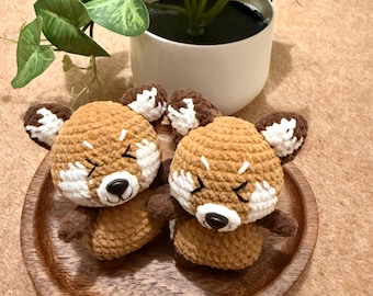 Handmade Crochet Raccoon Plush – Cute Amigurumi Desk Buddy