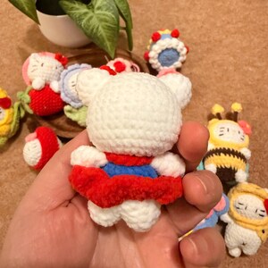 Handmade Crochet Kitty Keychain Collection – Ice Cream, Strawberry, Flower Pot & Animal Head Costumes image 9