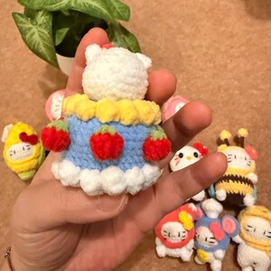 Handmade Crochet Kitty Keychain Collection – Ice Cream, Strawberry, Flower Pot & Animal Head Costumes image 13
