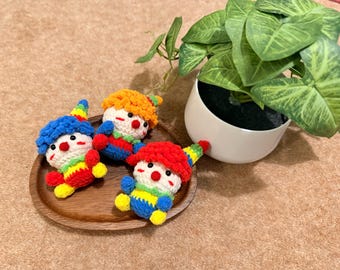 Handmade Crochet Clown Plush and Keychain