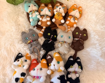 Juego de juguetes de ganchillo para gatos: Peluche amigurumi hecho a mano con encanto