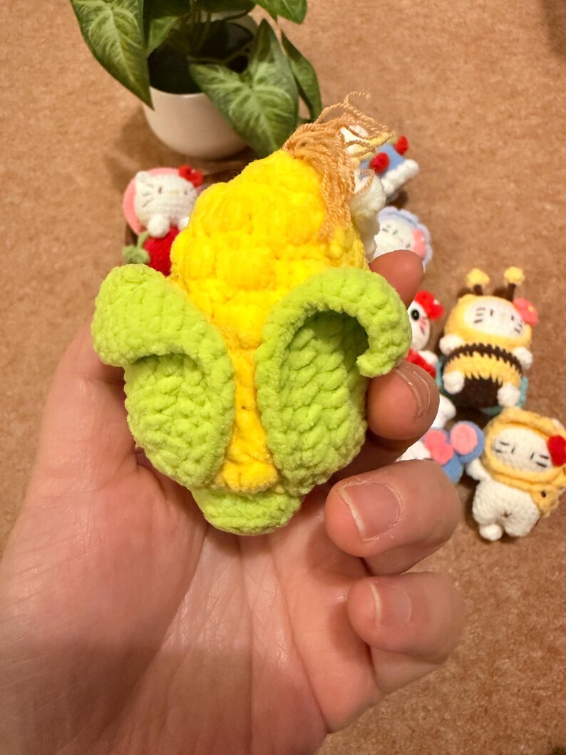 Handmade Crochet Kitty Keychain Collection – Ice Cream, Strawberry, Flower Pot & Animal Head Costumes image 15