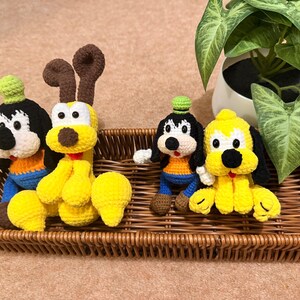 Handmade Crochet Dog Plush and Keychain, Pluto & Goofy Inspired Crochet Toys