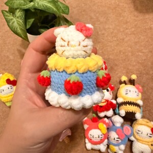 Handmade Crochet Kitty Keychain Collection – Ice Cream, Strawberry, Flower Pot & Animal Head Costumes image 12