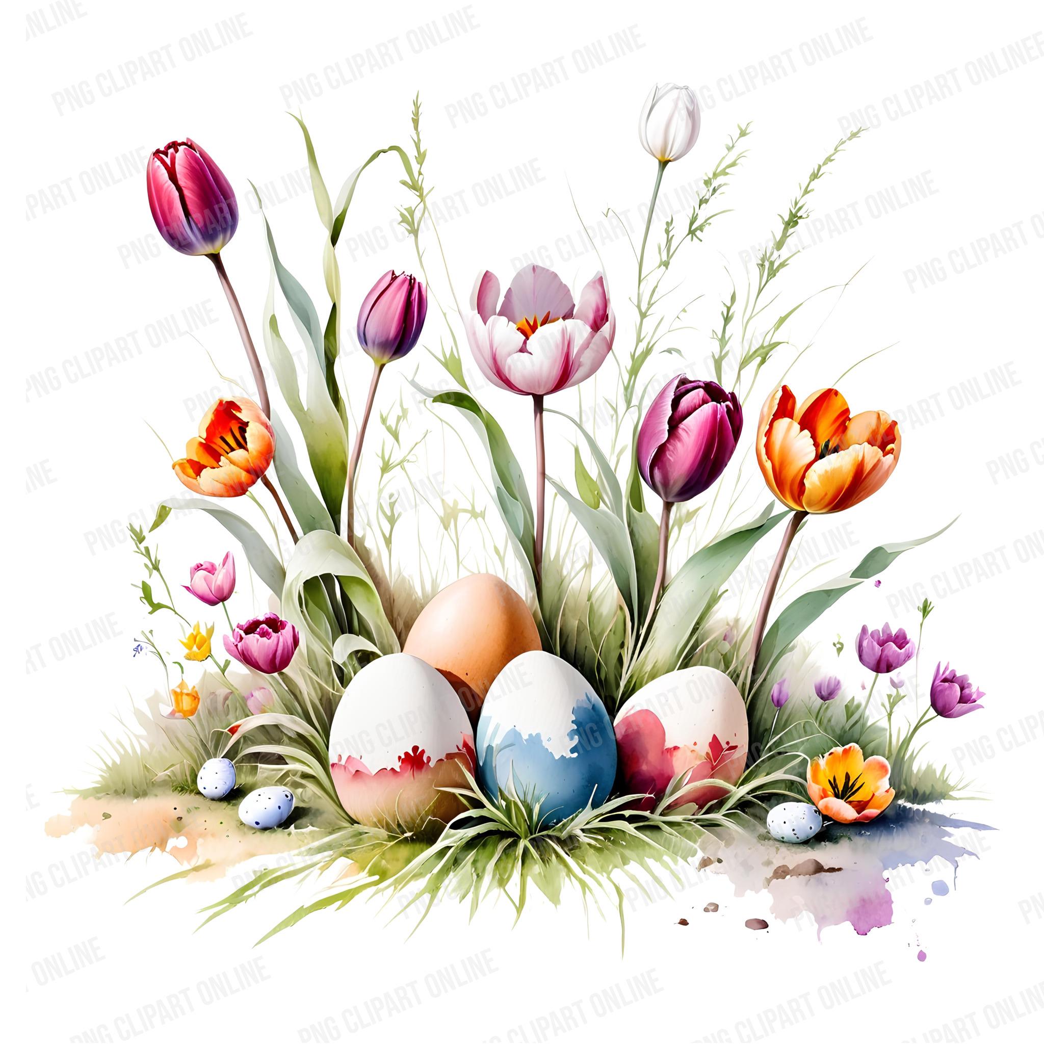 Easter Eggs PNG Bundle: Watercolor Easter Eggs Clipart, Floral Easter ...