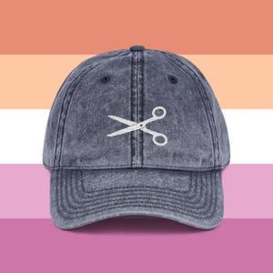 Vintage Sapphic Cap Embroidered Scissors, Trendy Adjustable Casual, Funny Hat Lesbian, Unique Novelty Gifts, Gay Gift for Girlfriend Pride