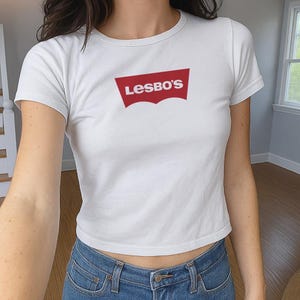 Cute Lesbian Pride Shirt, Lesbo&#39;s Y2K Trendy Baby Tee, Sapphic WLW, Pride Month Gifts, Unhinged Vintage Cute 90s Coquette Crop Top, Cowgirl
