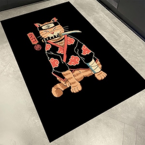 Custom Anime Rug,Samurai Cat,Anime Rug,Anime Character,Anime Decor,Fantastic Anime Rug,Manga Rug,TrendyAnime Rug,Anime Gift,Fantastic Animal