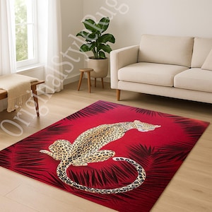 Leopard Rug,Animal Pattern Rug,Tiger Rug,Living Room Rug,Area Rug,Non Slip Rug,Home Decor,Bedroom Rug,Washable Rug,Gift Rug,Cool Animal Rug